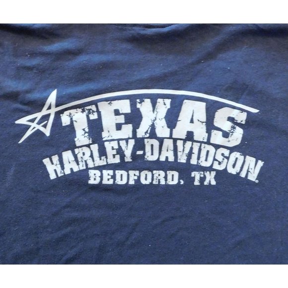 Harley Davidson Tee Shirt XL Black Bedford Texas V-Neck Short Sleeve Cotton - Picture 7 of 8